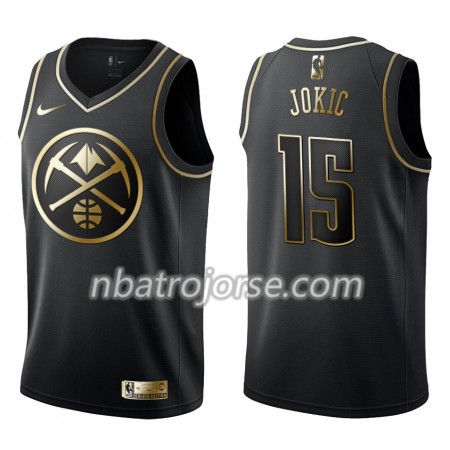 Män Denver Nuggets Tröja Nikola Jokic 15 Nike Svart Guld Edition Swingman